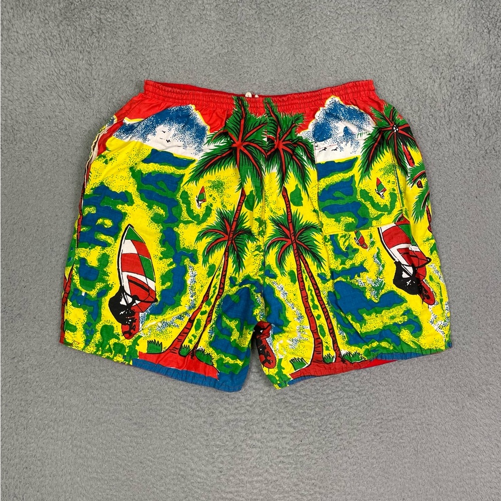 Vintage 90s AOP swim trunks - Picture 2 of 4